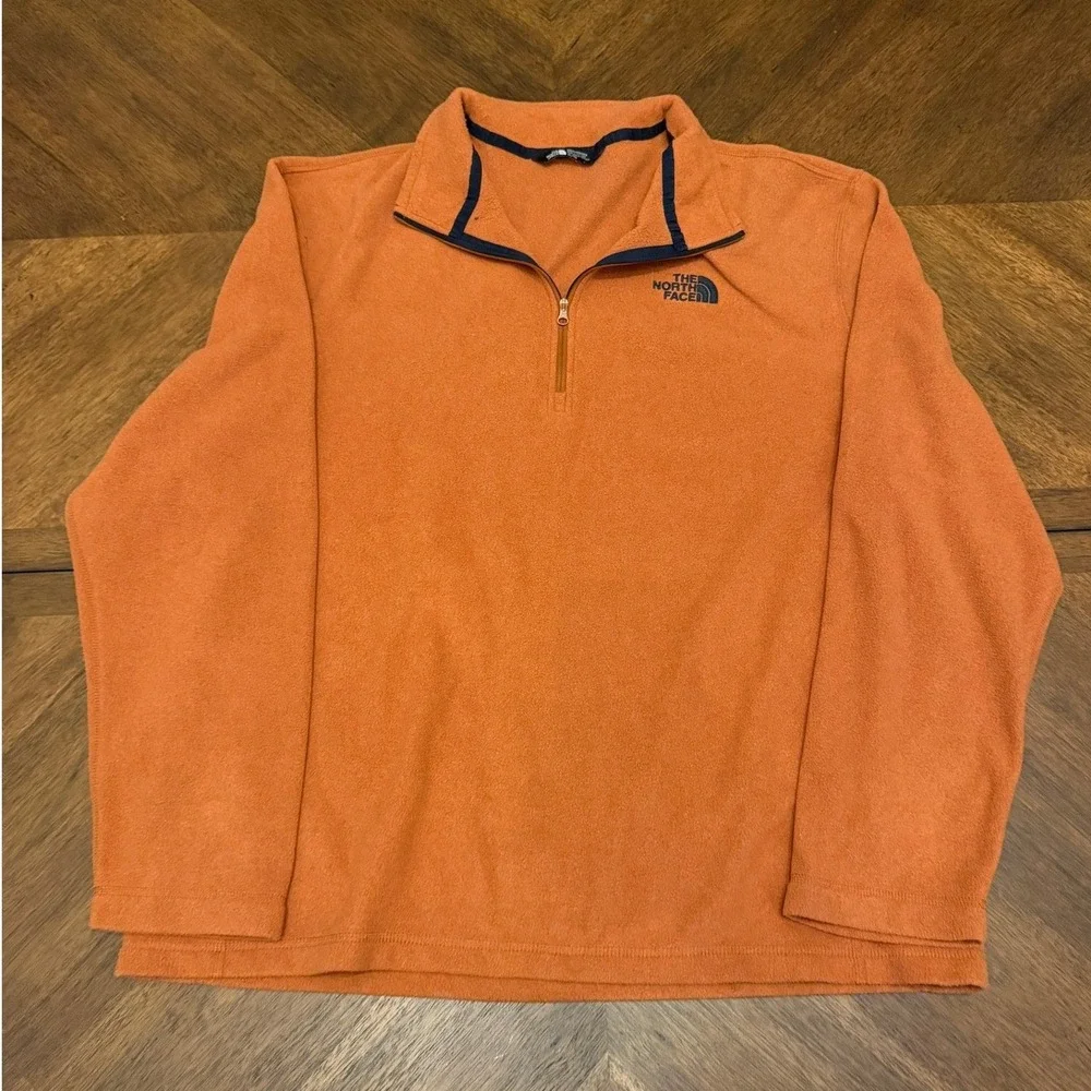 The‎ North Face Mens XL TKA 100 Glacier Quarter Zip Fleece Pullover Orange Navy